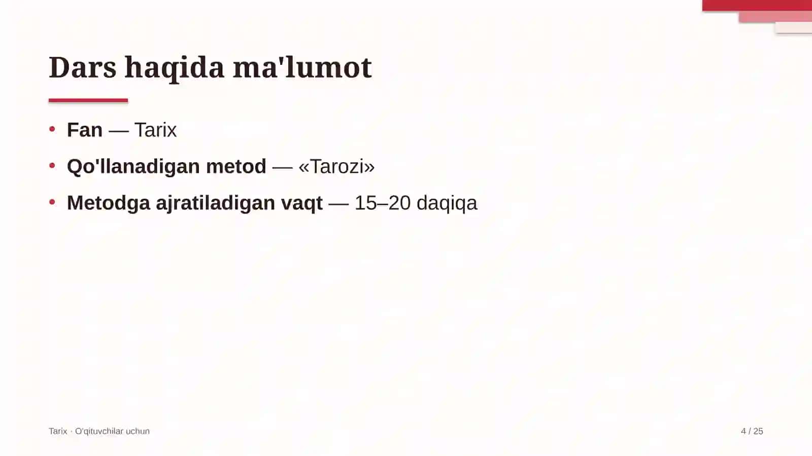 tarix darslarida tarozi metodidan foydalanish 4000 4