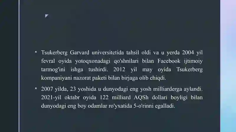 MARK ZUCKERBERG HAQIDA 4