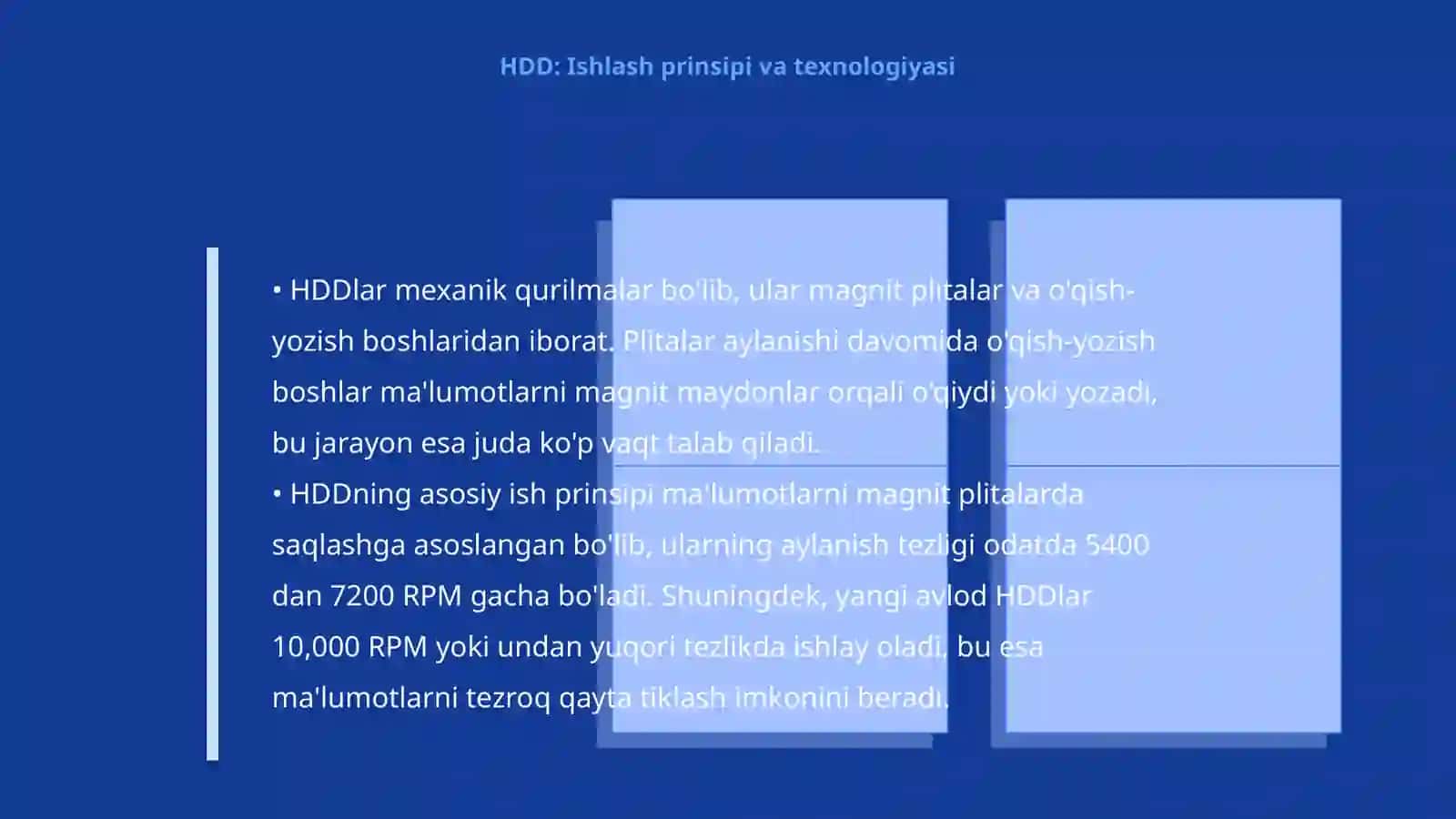 Ma'lumotlarni saqlash qurilmalari: HDD, SSD, Flash 4