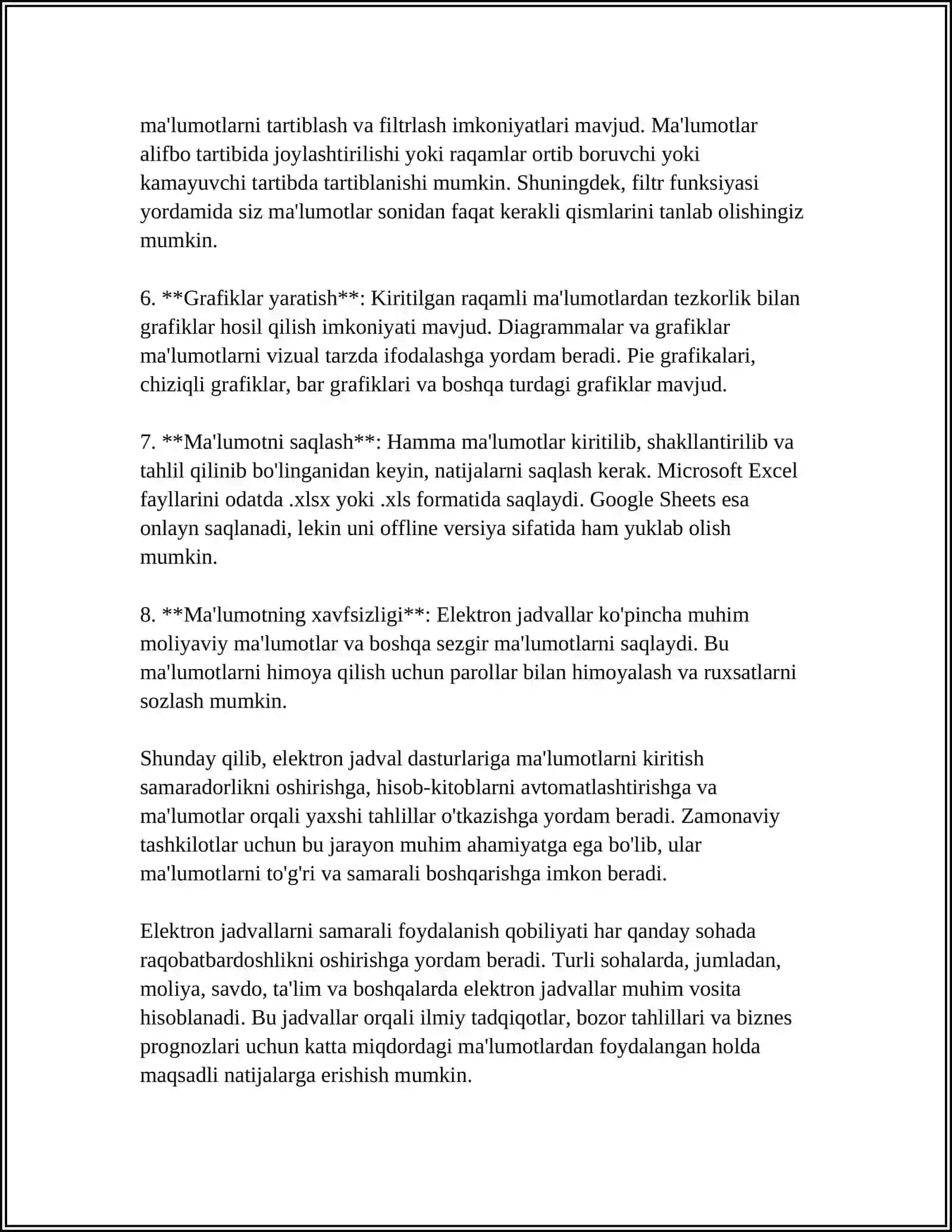 MICROSOFT EXEL ELEKTRON JADVAL MUXARIRI YORDAMIDA TIBBIY BIOLOGIK TAJRIBA NATIJALARNI STATISTIK QAYTA ISHLASH VA BAHOLASH 4