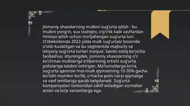 Jismoniy va yuridik shaxslarning mulkini sug'urta qilish 4