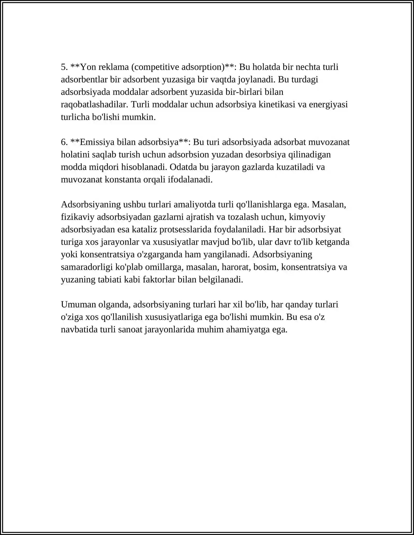 ADSORBSIYA VA DESORBSIYA JARAYONLARNING FARQLARI 4