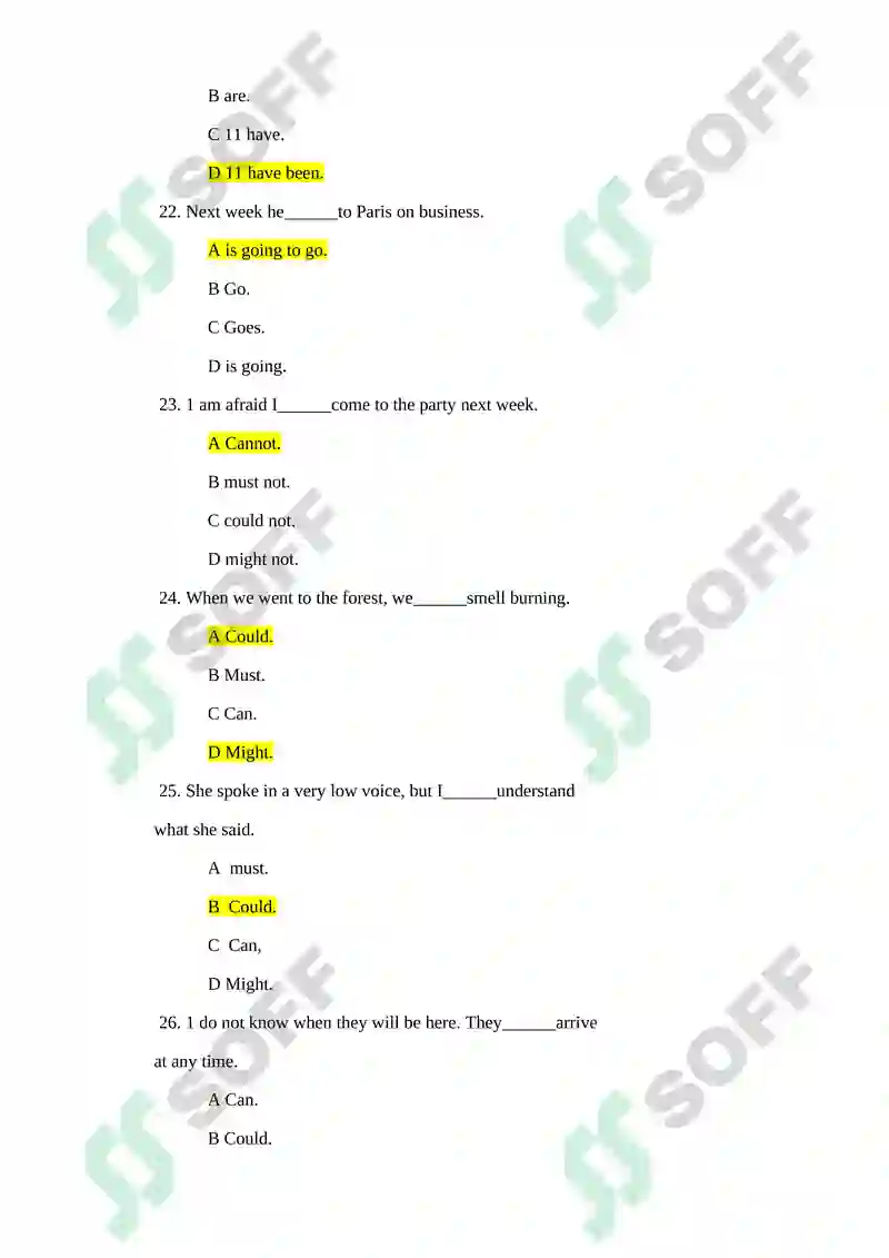 Verb Tenses Practice Questions 5