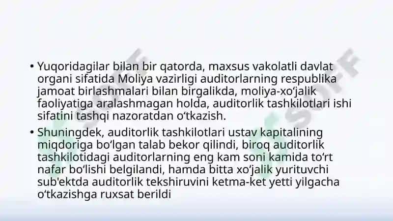 O’ZBEKISTON RESPUBLIKASIDA AUDITORLIK FAOLIYATINING HUQUQIY ASOSLARI 5