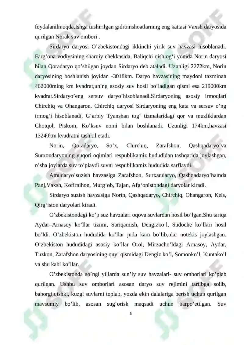 O’ZBEKISTON HUDUDIDAGI GIDROTEXNIK INSHOOTLARINING GEOGRAFIK JOYLASHUVI VA AHAMIYATI 5