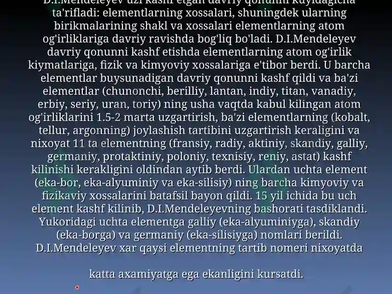 Atomlarning davriy va davriy bo'lmagan xossalari 5