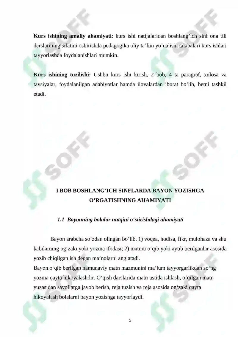 BOSHLANG’ICH SINFLARDA BAYON YOZISHGA 5