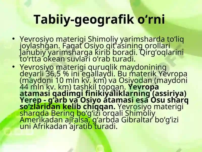 Yevrosiyo.Tabiiy-geografik o‘rni, o‘rganish tarixi 5