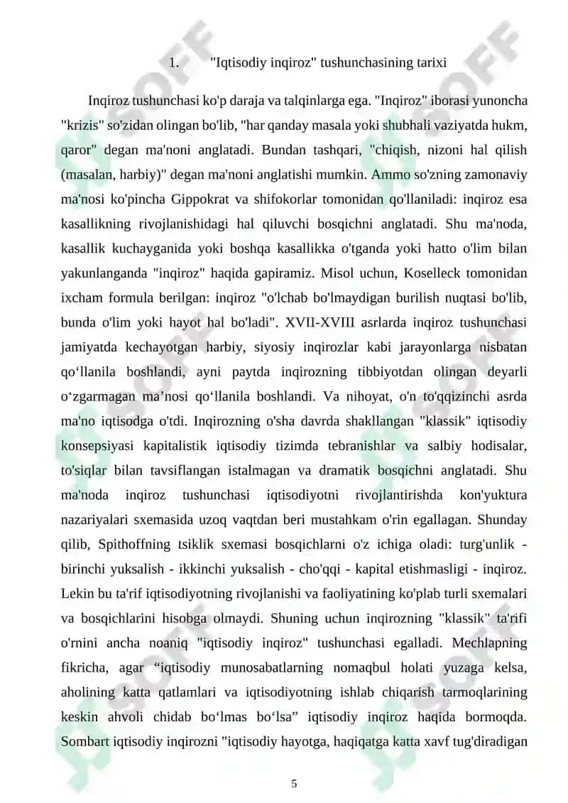 Iqtisodiy inqirozlar ularning turlari va namoyon bo'lish xususiyatlari 5