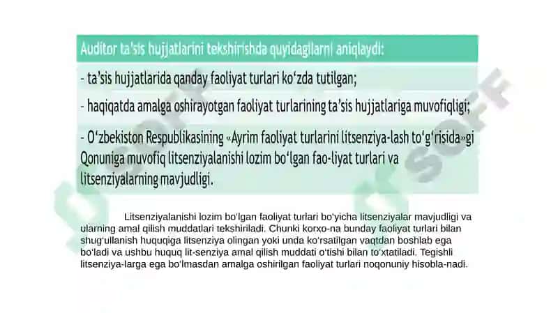 Korxona ustav va kapitalining auditini tashkil etish va o'tkazish tartibi 5