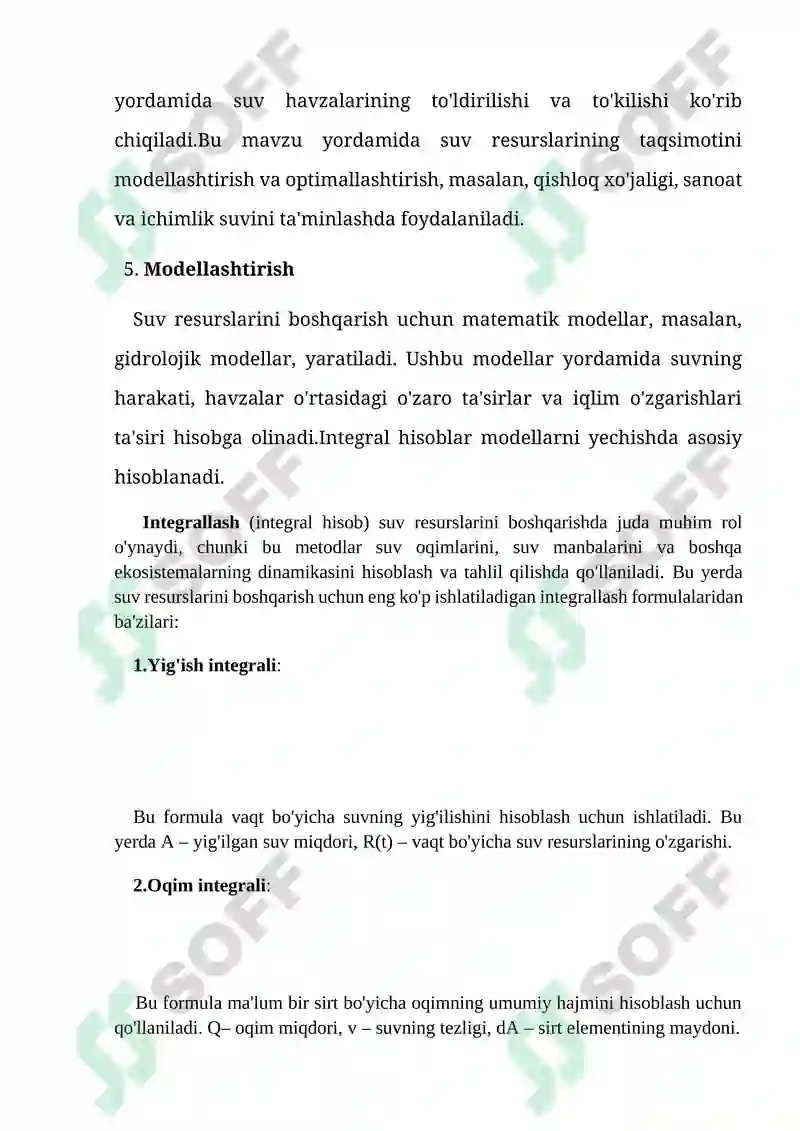 SUV OQIMLARINI HISOBLASH 6