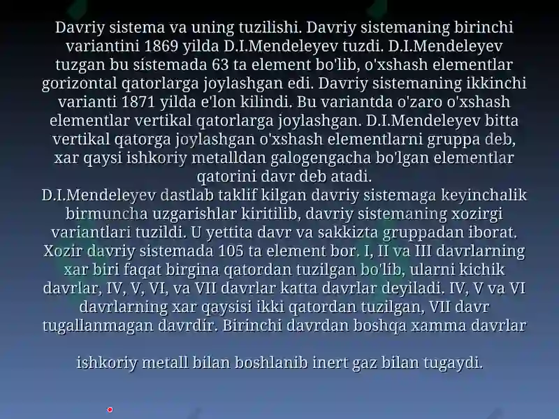 Atomlarning davriy va davriy bo'lmagan xossalari 6
