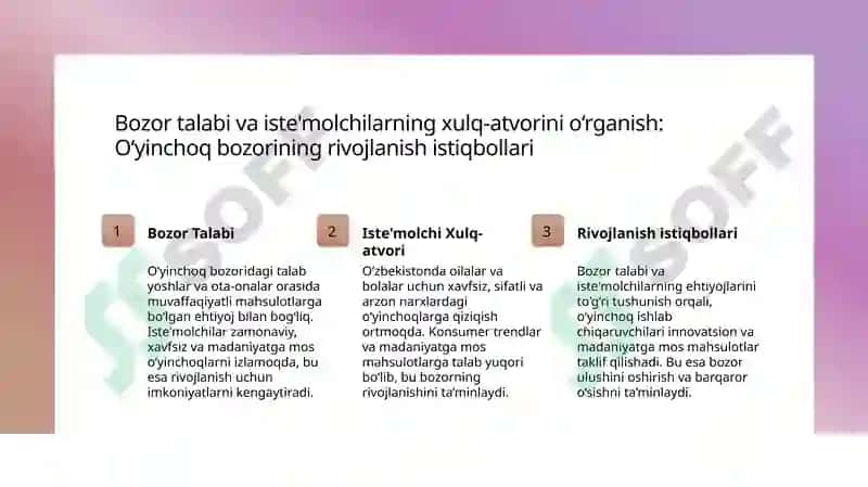 Oʻyinchoq biznesi uchun biznes reja 6