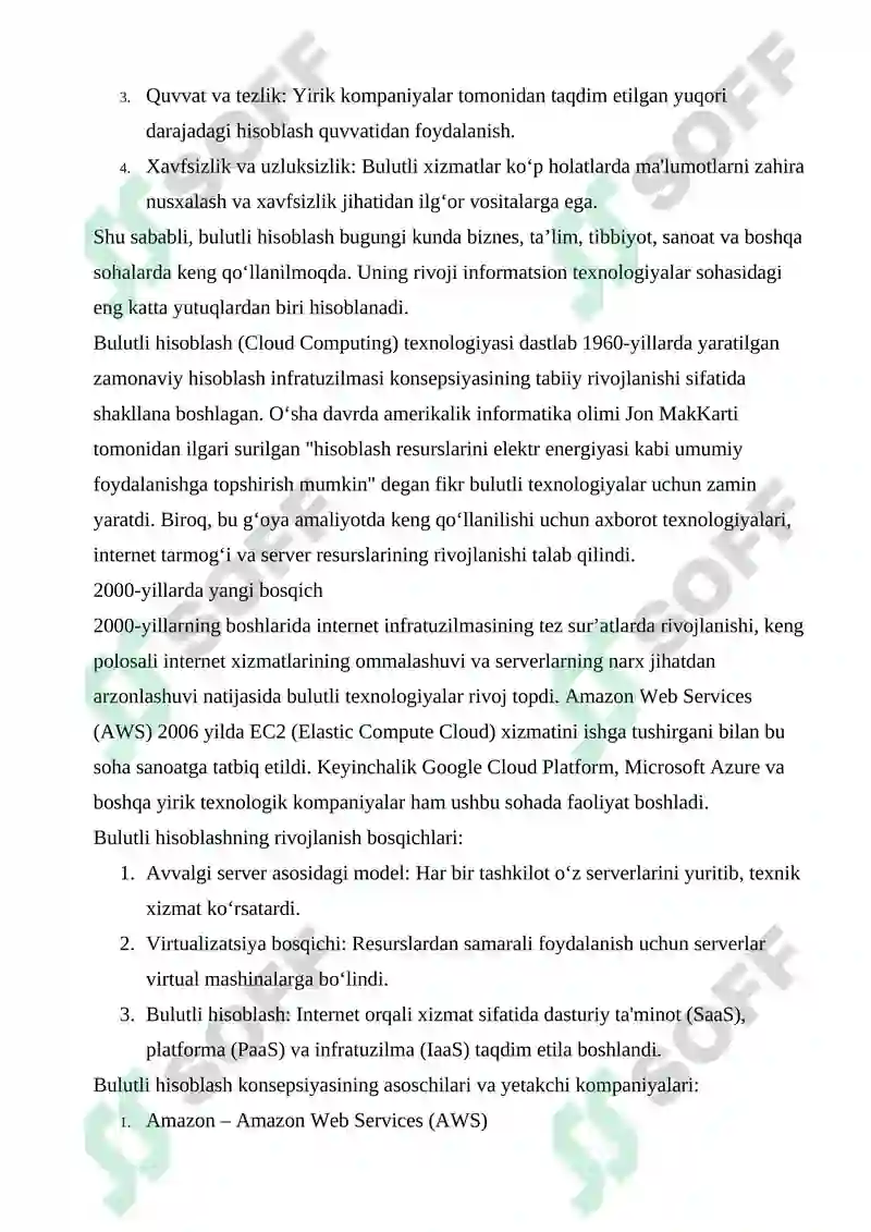 BULUTLI HISOBLASH VA MALUMOTLARNI SAQLASH 6