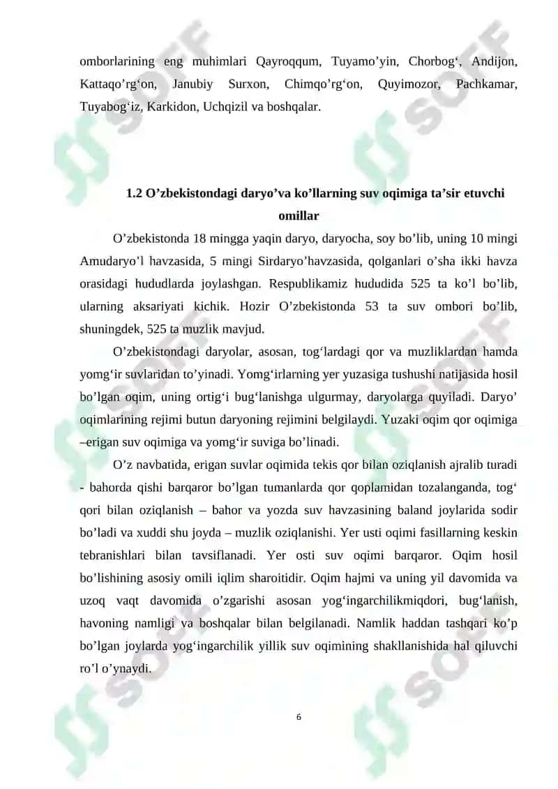 O’ZBEKISTON HUDUDIDAGI GIDROTEXNIK INSHOOTLARINING GEOGRAFIK JOYLASHUVI VA AHAMIYATI 6