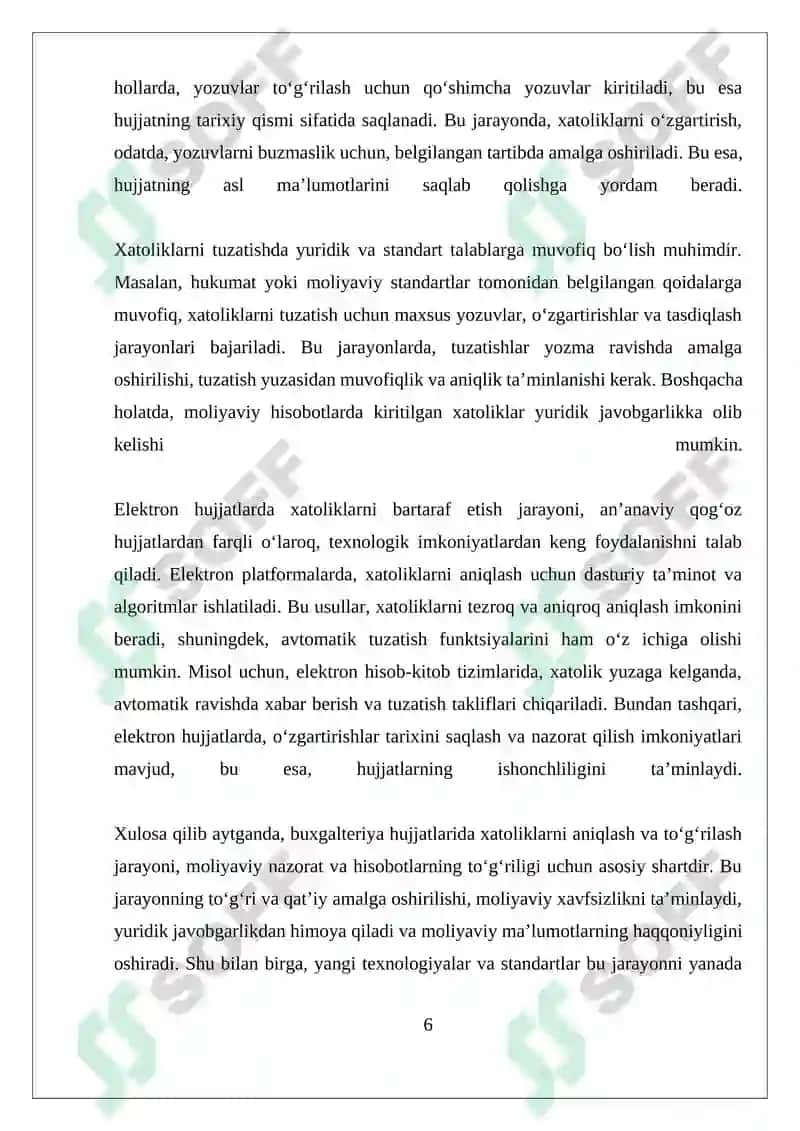 BUXGALTERIYA HUJJATLARIDA HATOLIKLARNI TUZATISH TARTIBLARI 6