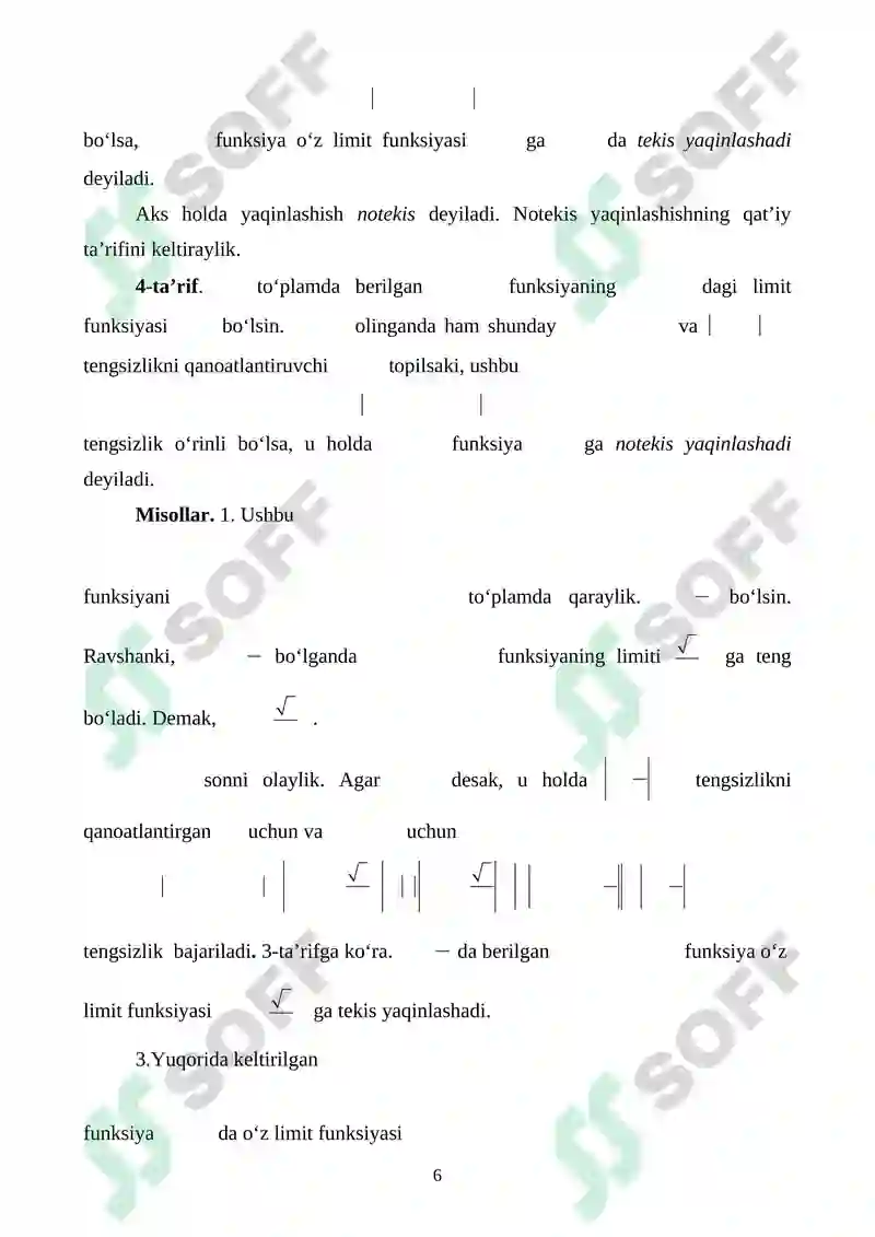 Parametrga bog'liq xosmas integrallar va ularning xossalari. 6