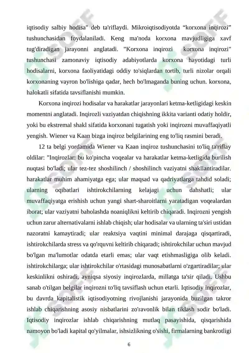 Iqtisodiy inqirozlar ularning turlari va namoyon bo'lish xususiyatlari 6