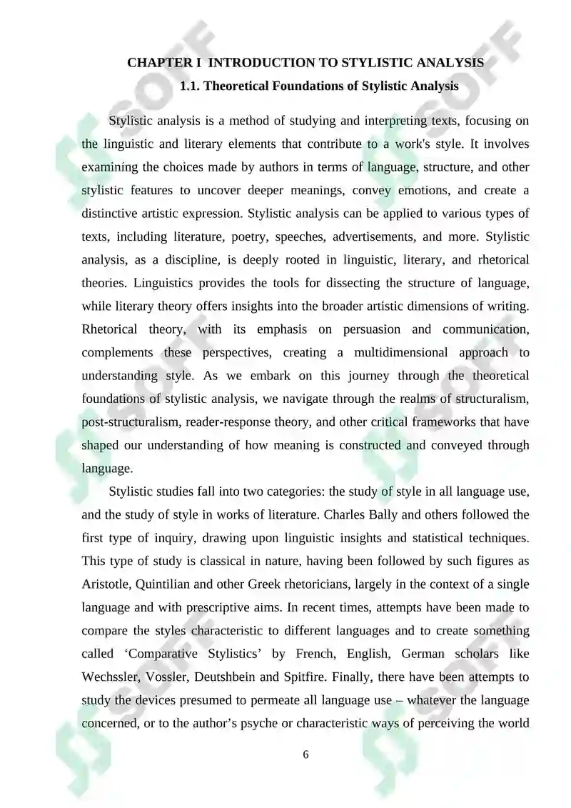 A STYLISTIC ANALYSIS WITH A FOCUS ON LEXICAL EXPRESSION 6