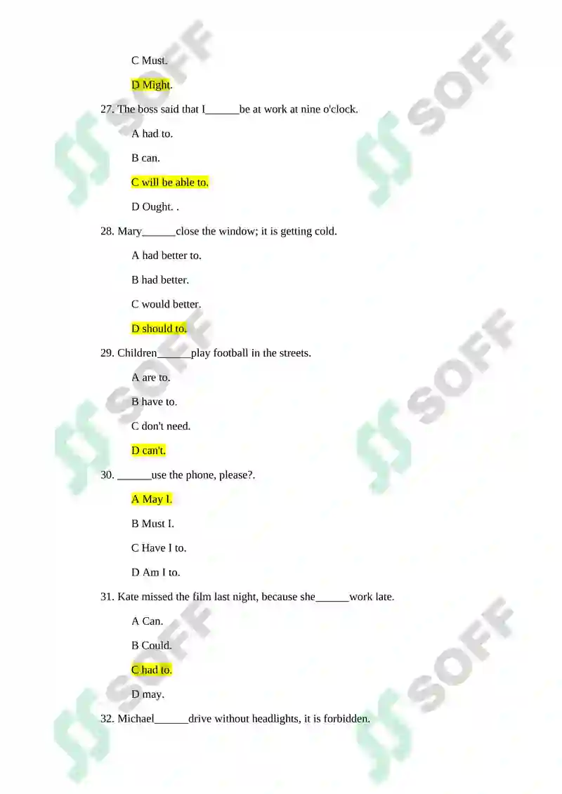 Verb Tenses Practice Questions 6