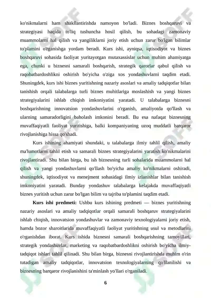 Biznes yuritish yo'nalishidagi nazariy qarashlar va amaliy tadqiqotlar 6
