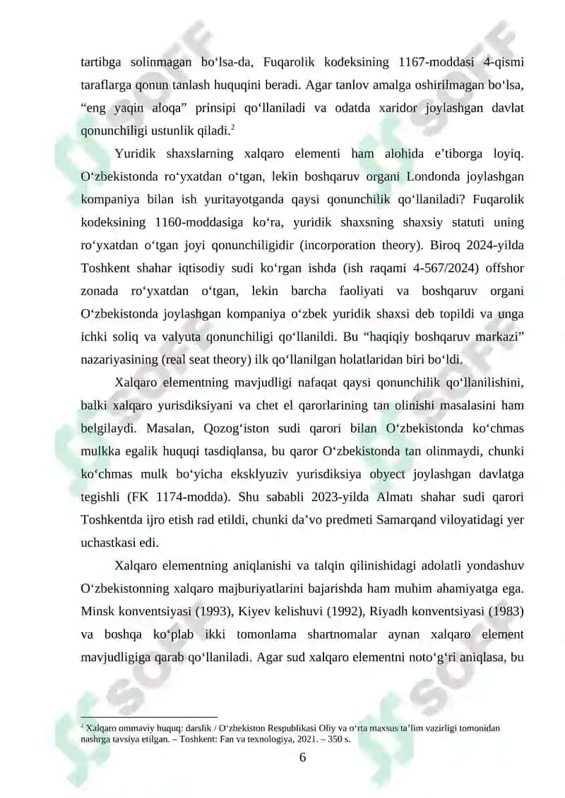 Xalqaro Xususiy Huquq Normalarini Fuqarolik-Huquqiy Munosabatlarga Nisbatan Tatbiq Qilish 6