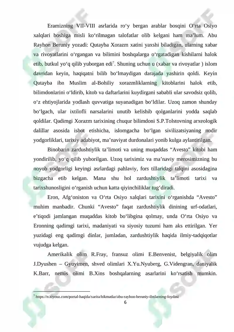 “Avesto” O’rta Osiyo viloyatlari ijtimoiy tuzumini o’rganishdagi o’rni. 6