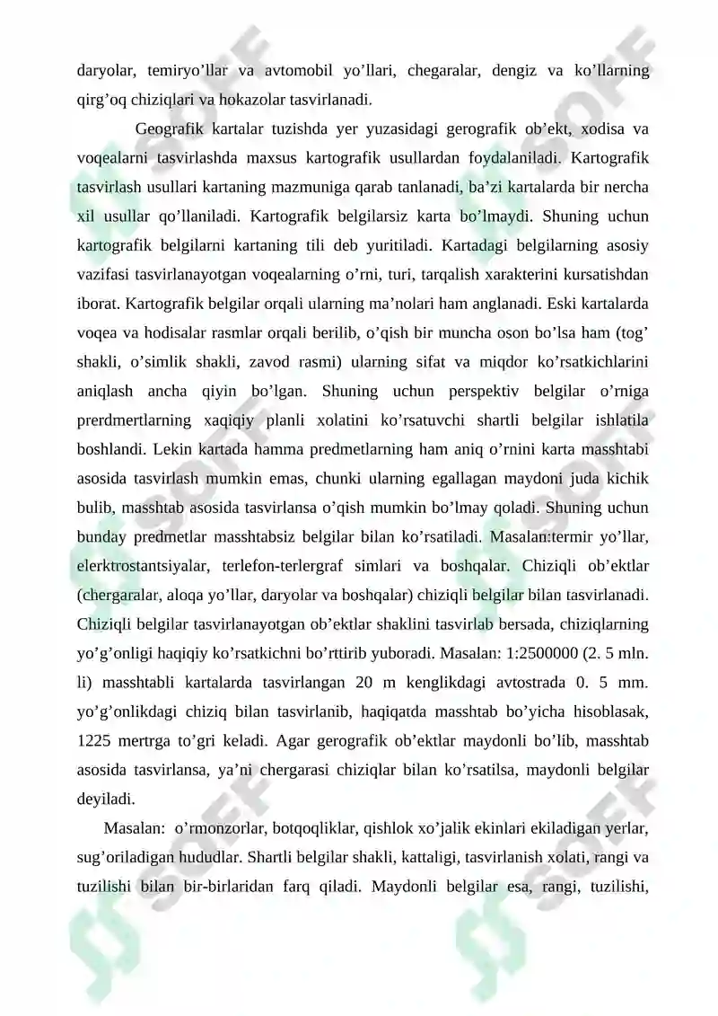 Geodeziya, kartografiya, geografiya KARTOGRAFIK TASVIRLASH USULLARI VA ULARNING QO‘LLANILISHI 7