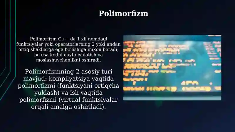 C++ dasturlash tilining interfeysi va imkoniyatlari 7