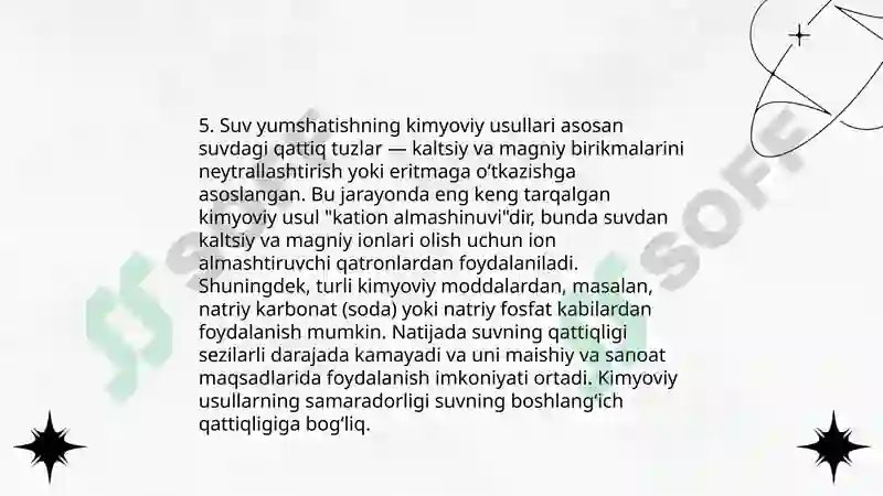 Suvning qattiqligi va uni yumshatishning texnikadagi ahamyati 7