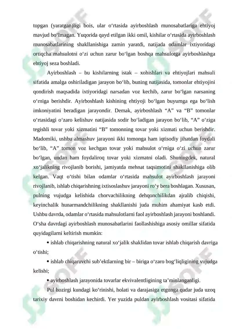 PUL TUSHUNCHASI, UNING FUNKSIYALARI VA AGREGATLARI 7