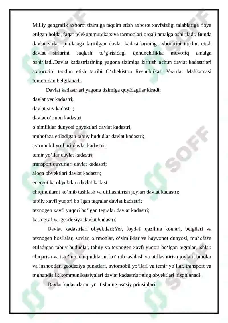 Davlat kadastrlarini yuritish vazifalari 7