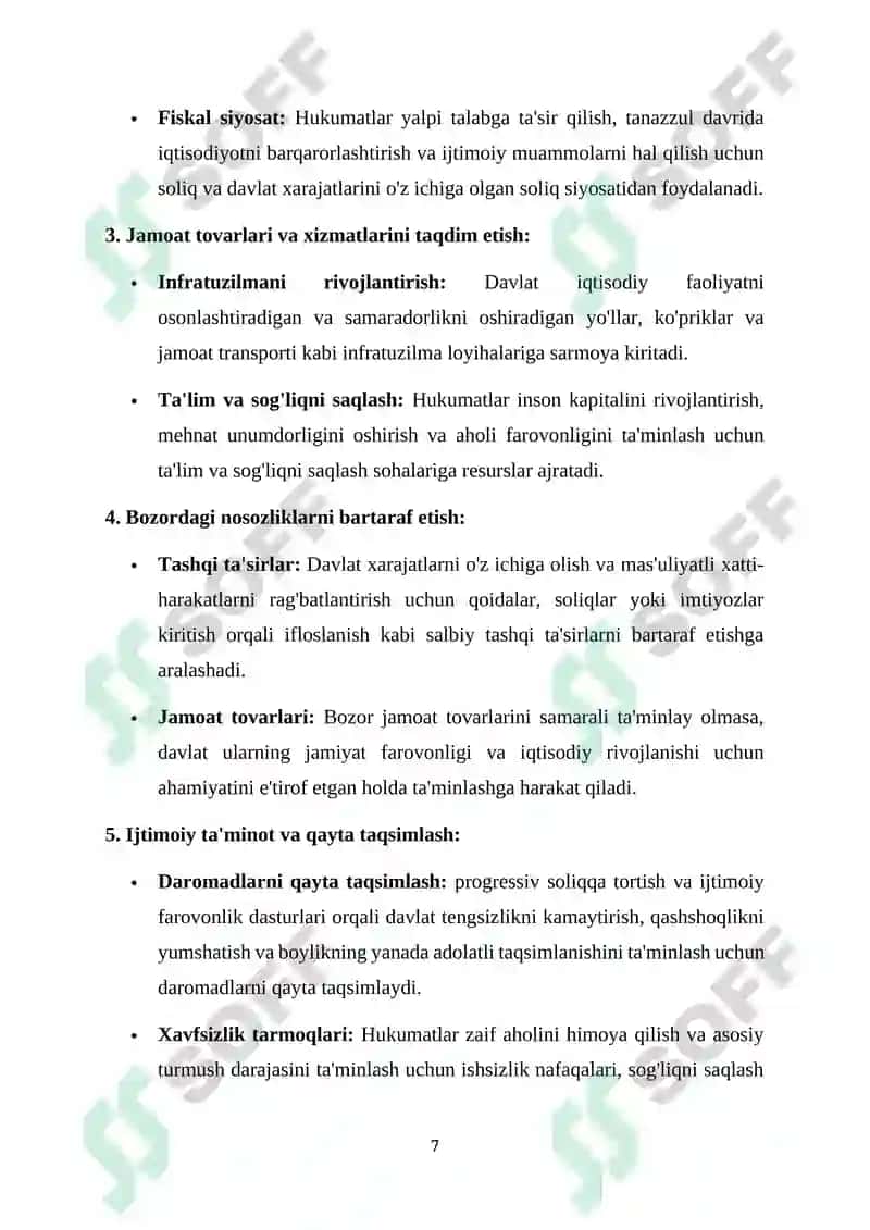 Bozor iqtisodiyotida iqtisodiy muassasalar va davlatning roli 7