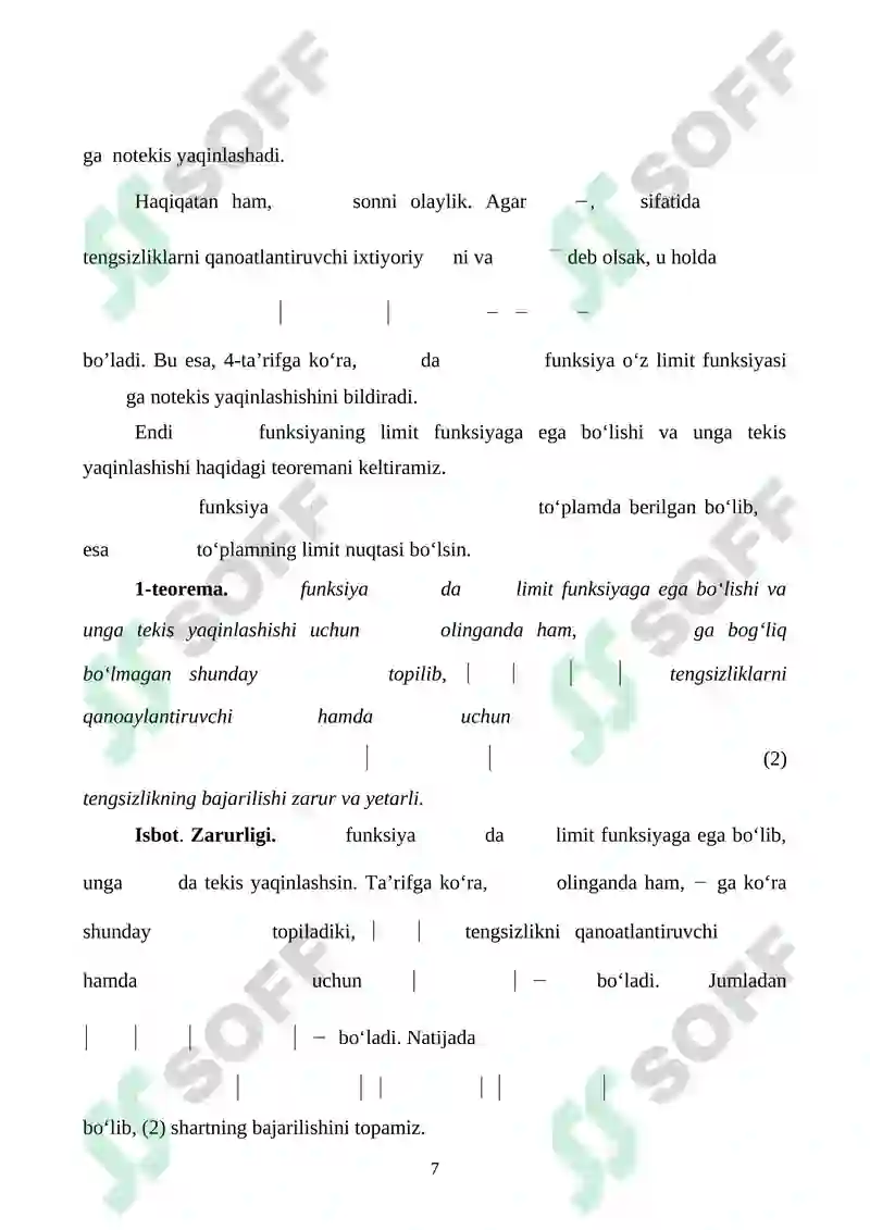 Parametrga bog'liq xosmas integrallar va ularning xossalari. 7