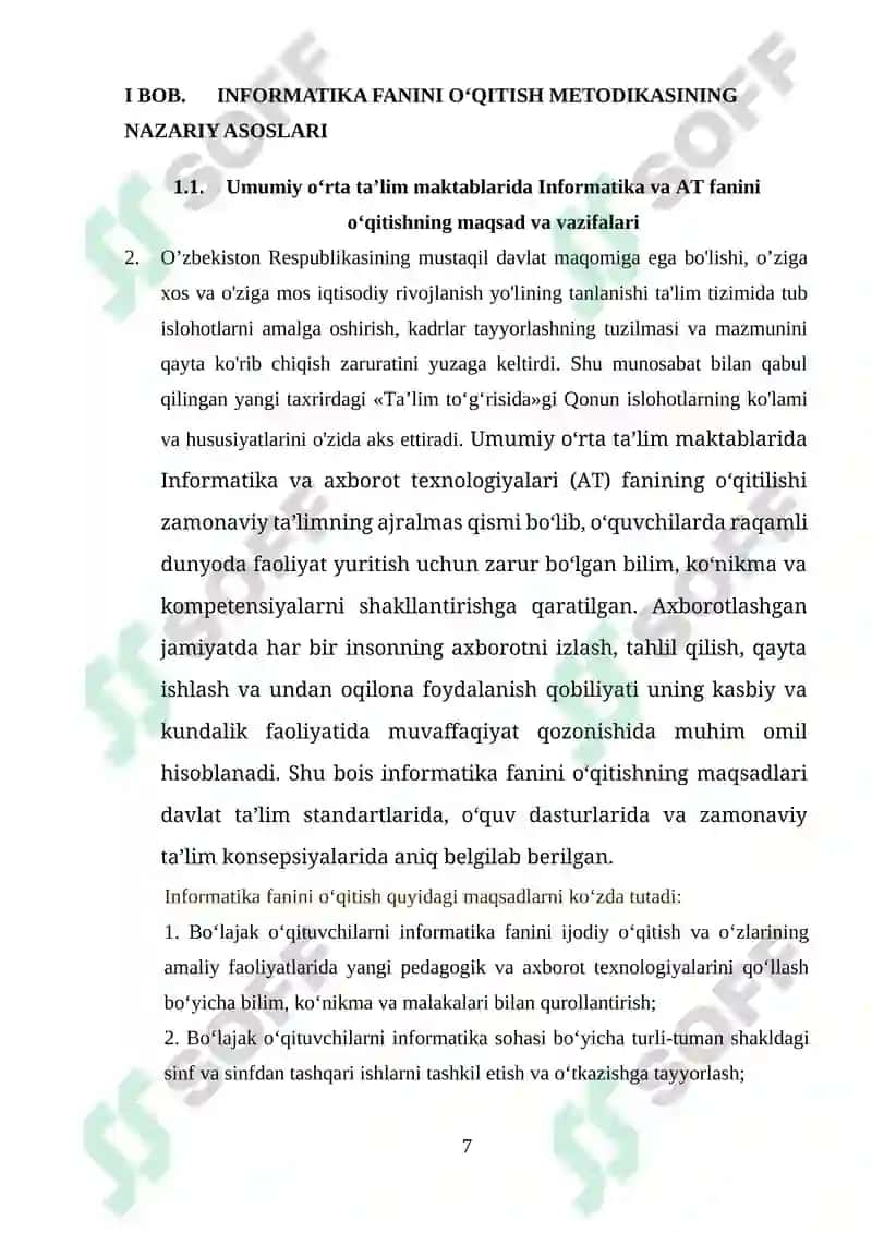 Umumiy o’rta ta’lim maktablarining 9-sinfida Informatika va AT fanidan “Ma’lumotlar bazasi tuzilmasini yaratish. Ma’lumotlarni boshqarish va taqdim etish” mavzusini o‘qitishda interfaol metodlardan foydalanish 7