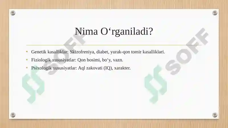 Antropogenetik usul Egizaklar usuli 7