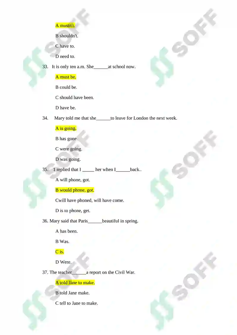 Verb Tenses Practice Questions 7