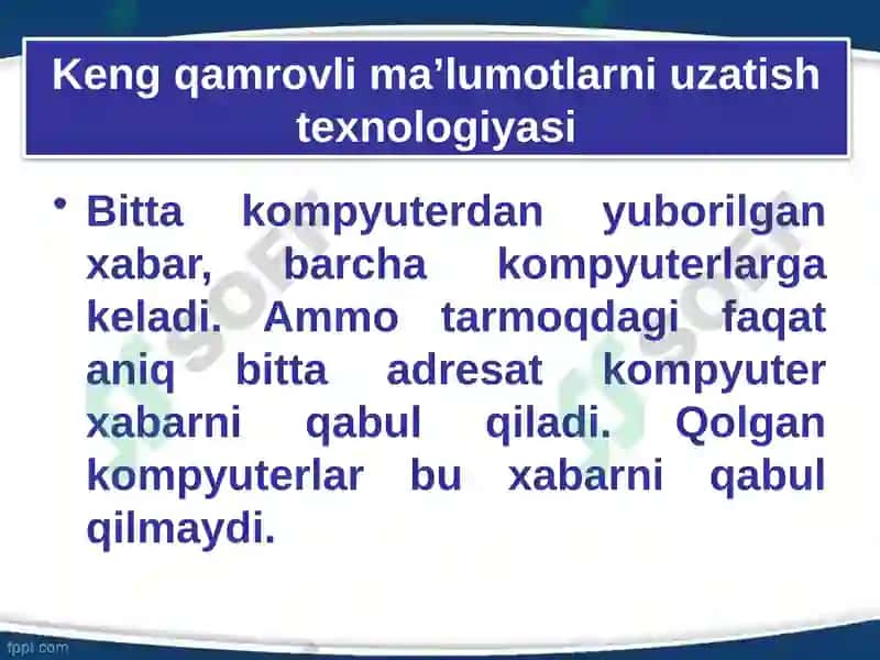 Kompyuter tarmoqlari evolyutsiyasi. Tarmoqlar haqida asosiy tushunchalar. Tarmoqlarning tasnifi 7