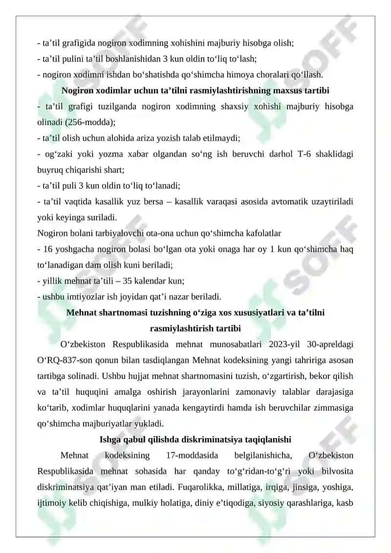 Nogironligi bo‘lgan shaxslarning mehnatini huquqiy jihatdan tartibga solishning o‘ziga xos xususiyatlari 7