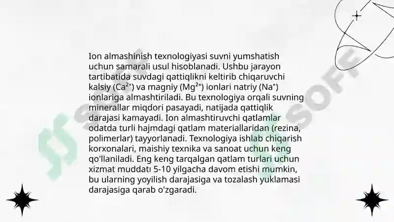 Suvning qattiqligi va uni yumshatishning texnikadagi ahamyati 8