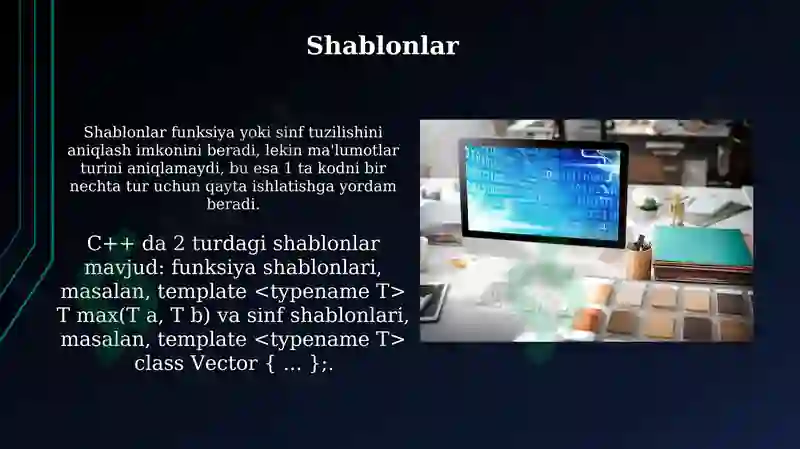 C++ dasturlash tilining interfeysi va imkoniyatlari 8