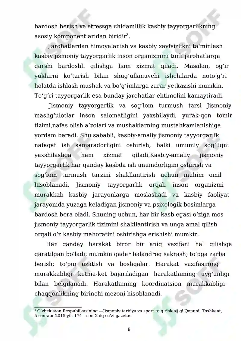 KASBIY-AMALIY JISMONIY TAYYORGARLIK 8