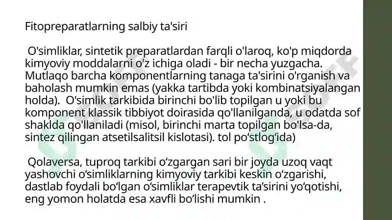FITOPREPARATLAR VA ULARNING QO’LLANISHI 8