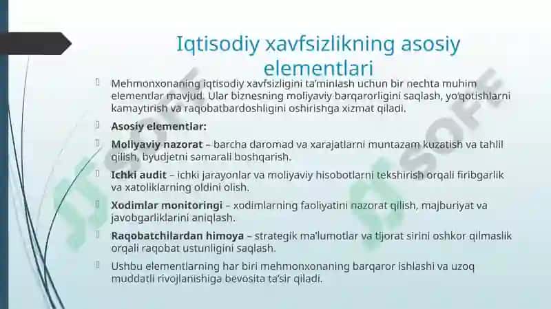 Mehmonxona iqtisodiy xavfsizligi va tijorat 8