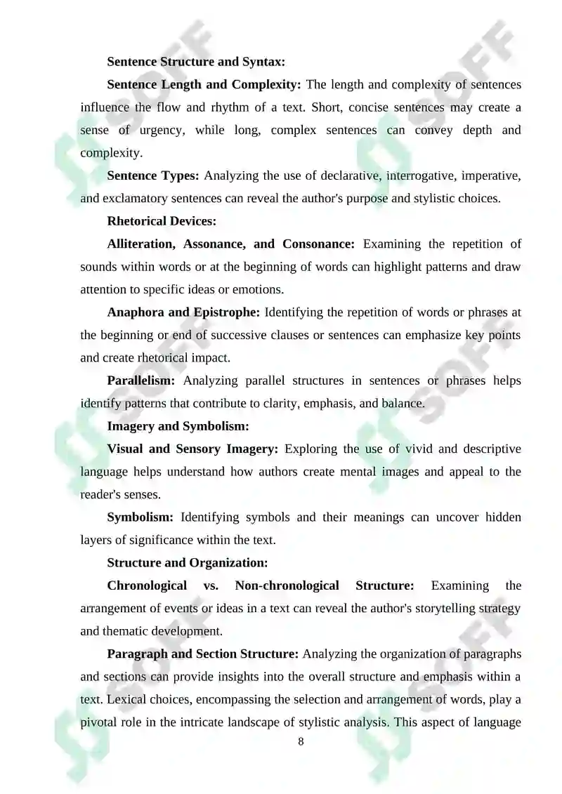A STYLISTIC ANALYSIS WITH A FOCUS ON LEXICAL EXPRESSION 8