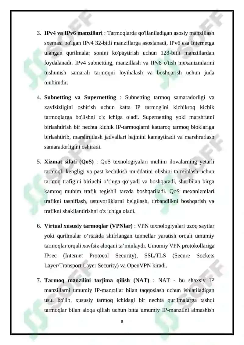 Kanal, tarmoq va transport sathlari texnologiyalari 8