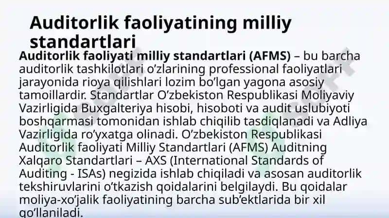 O’ZBEKISTON RESPUBLIKASIDA AUDITORLIK FAOLIYATINING HUQUQIY ASOSLARI 8