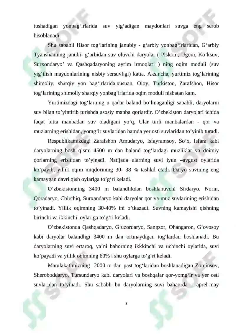 O’ZBEKISTON HUDUDIDAGI GIDROTEXNIK INSHOOTLARINING GEOGRAFIK JOYLASHUVI VA AHAMIYATI 8