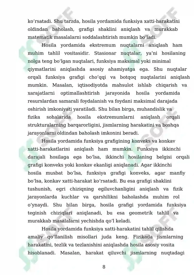 Hosilaning Tadbiqlari 8