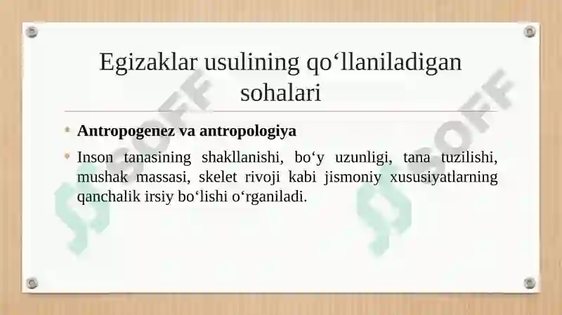 Antropogenetik usul Egizaklar usuli 8